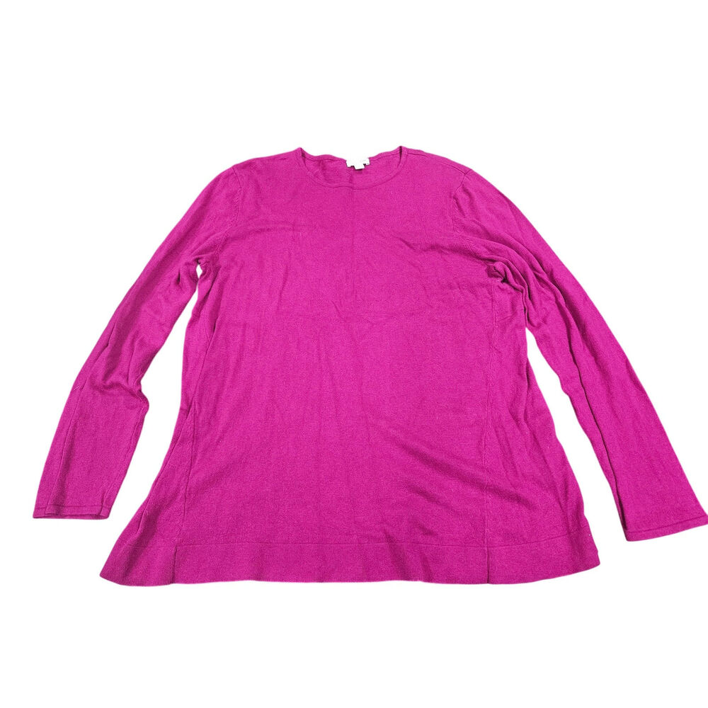 J.Jill Women’s L Knit Sweater Tunic Top Pink Magenta Long Sleeve Pullover